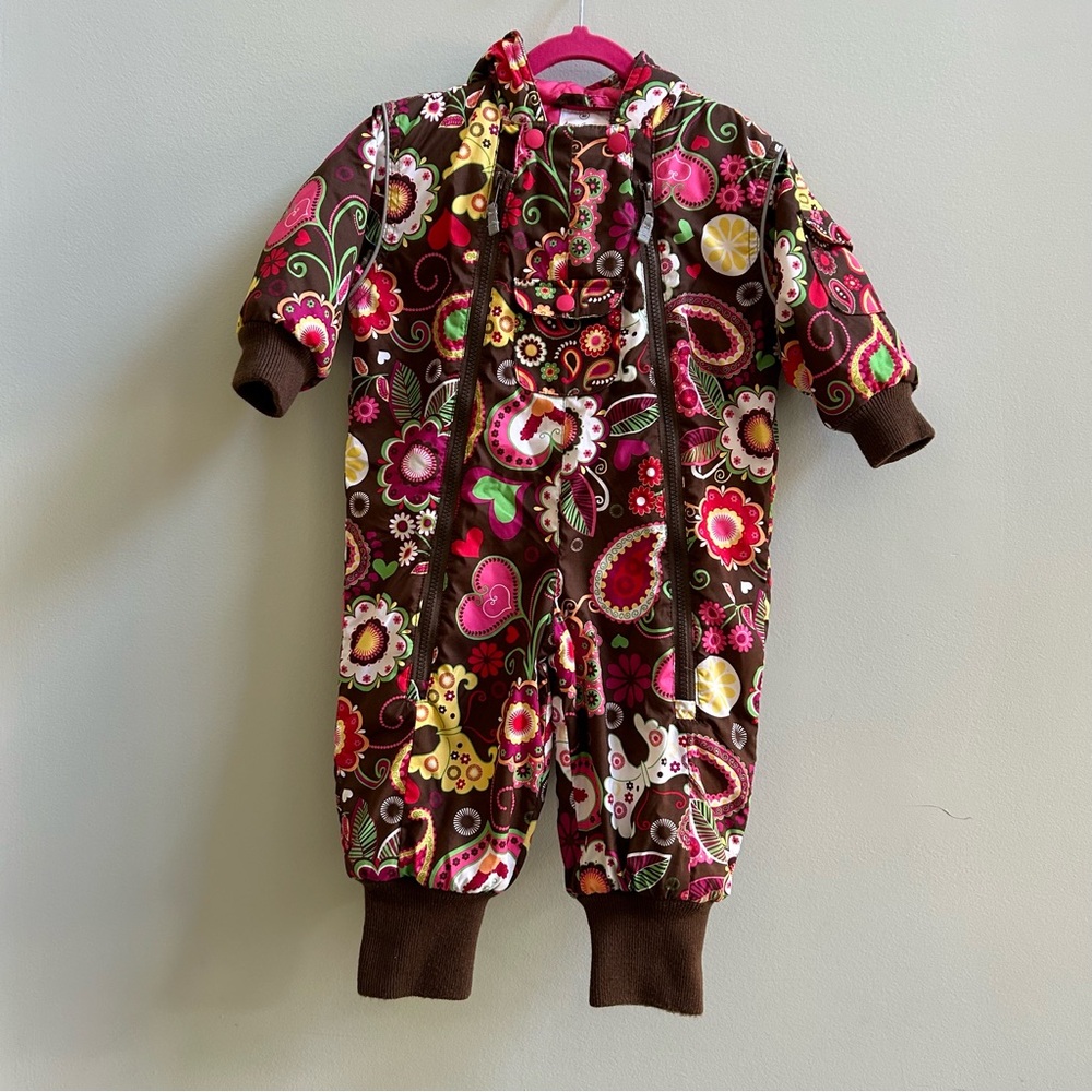 Hanna Andersson Brown Floral Paisley Hooded Baby Jacket